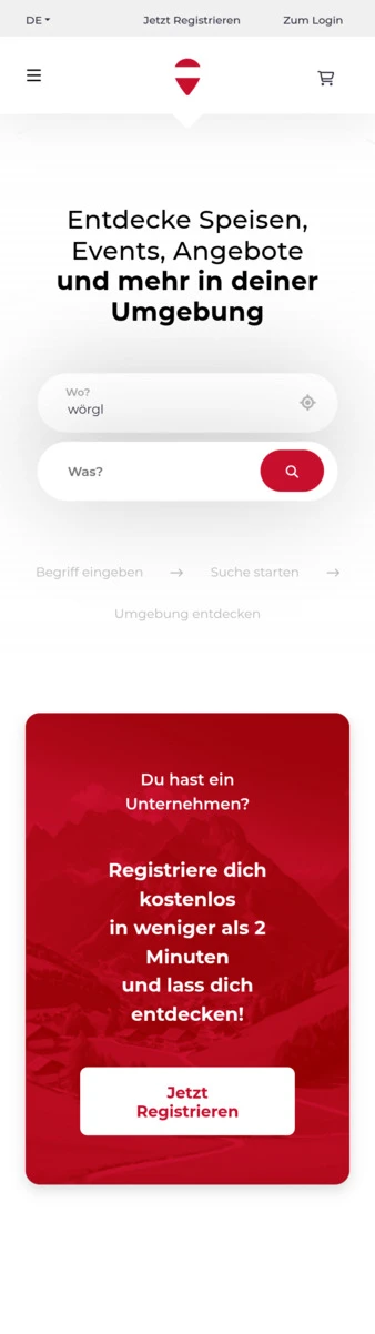 Screenshot von der Handyansicht von entdecke.at