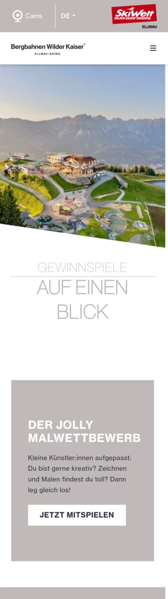 Screenshot von der Handyansicht von gewinnspiel.ellmau-going.at